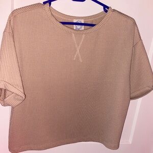 Beige ribbed cropped(ish) shirt